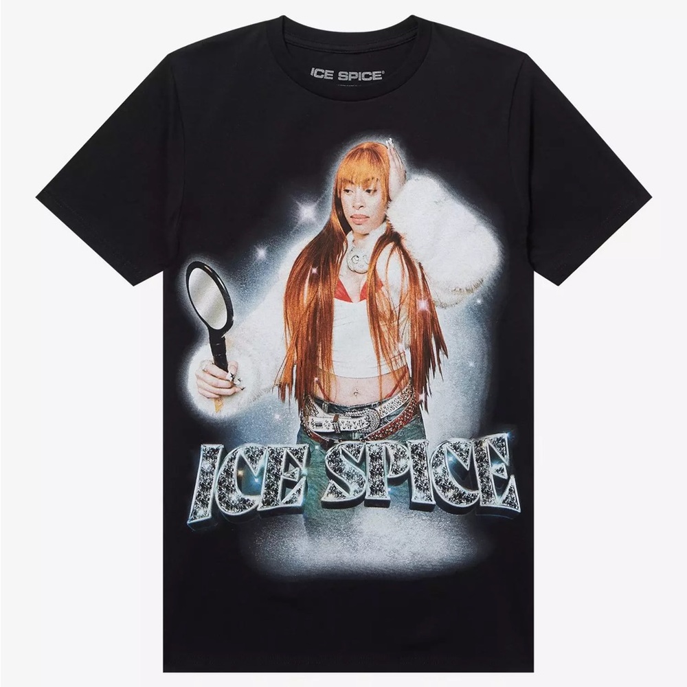 Hot Topic Ice Spice Mirror Portrait T-Shirt Black Tee in Medium